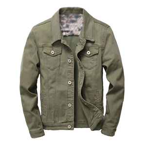 Men's Red <b>Denim</b> Jacket Turn-down Collar Single Breasted Casual Autumn Slim Fit Cotton <b>Material</b> Washed Finish - Product Image 3
