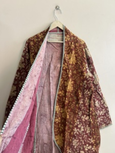 Handmade Vintage Reversible Quilted <b>Kantha</b> Umbrella Cut Coat Boho <b>Jacket</b> - Product Image 4