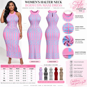 Robe longue moulante rose à imprimé géométrique Cosh International Sorority Sisterhood pour femme, sans manches, tricotée, style club - Product Image 6