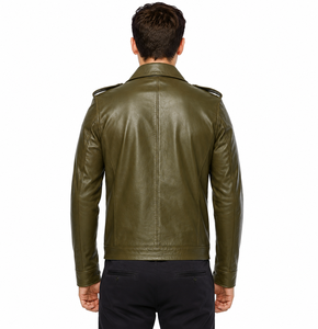 Chaqueta de Cuero Vacuno Unisex Casual con Cremallera, Teñido Liso, Resistente al Viento, Transpirable y con Logotipo Frontal, Precio al por Mayor - Product Image 5