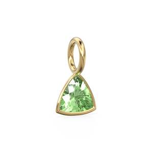 Pendentif Breloque en Or Jaune Massif 14 carats avec Péridot 5mm / Pierre de Naissance d'Août / Pierre Précieuse Verte Taille Trillion - Product Image 3