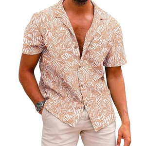 Men's Short Sleeve Button Breathable Knitted ODM Eco-Friendly Quick Dry 100% Polyester Casual <b>Hawaiian</b> Aloha Shirt Summer Beach - Product Image 2