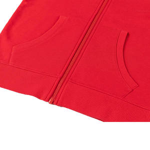 Sudadera con Capucha Roja, Cierre de Cremallera, Corte Regular, Tejido de Algodón, Informal, Unisex, para Otoño, con Bolsillo Delantero - Product Image 3