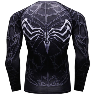 Abstract Graphic Long Sleeve Men Compression Top Performance Athletic Retro Style BJJ Rash Guard Graphic <b>Print</b> - Product Image 2