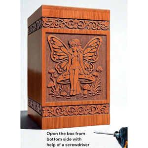 Mini urne en bois avec incrustation décorative pour cendres, par AYAANS - Product Image 2