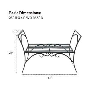 Banco de Jardín Tradicional de Acero con Recubrimiento en Polvo, con Marco Decorativo y Asiento de Listones para Patio, Jardín o Terraza - Product Image 3