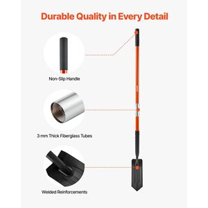 Pala da trincea a 4 lame resistente con impugnatura antiscivolo 56 \ "lungo manico in fibra di vetro strumento di scavo da giardinaggio per piantare trincee - Product Image 4