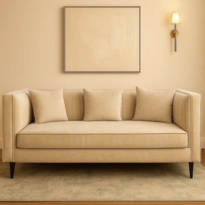 Modern Square <b>Tufted</b> Living Room Sofa Upholstered Couch Curved Arm Lounge Seating for Apartment Villa - Product Image 3