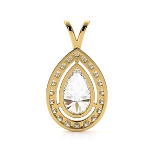 Women's Pear Shape Lab Grown Diamond Halo Pendant <b>Necklace</b> 14K Yellow Gold Rhodium Plated IGI Certified Luxury Elegant Fine - Product Image 3