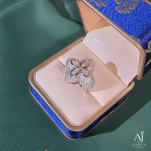 Bague en Moissanite Vert Marquise, Style Pavé Diamant à Quatre Feuilles, pour Femme, Bijou de Soirée - Product Image 6