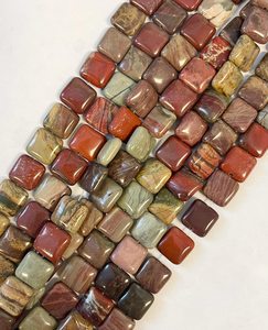 <b>Red</b> Jasper Square Gemstone Beads Strand Natural Stone Jewelry Making Loose Beads Wholesale Bulk Supply - Product Image 2