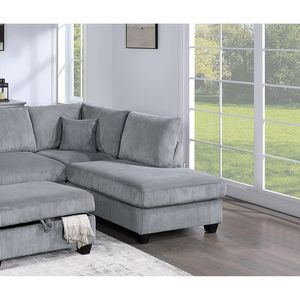 Set Divano Contemporaneo in Corduroy a 3 Pezzi Colore Nebbia: Divano LAF con Chaise Longue RAF e Sezione a L per Soggiorno Moderno - Product Image 4