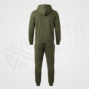 Conjunto Deportivo para Hombre, Color Verde Oliva, Sudadera con Capucha y Pantalones Deportivos de Manga Larga, Cierre con Cordón - Product Image 2