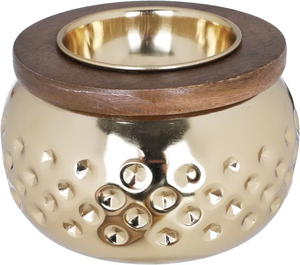 Luxury Handcrafted Copper Bakhoor <b>Burner</b> with Wooden Handle Handmade Brass Incense <b>Burner</b> with Sandalwood Lid Aromatic Diffuser - Product Image 6