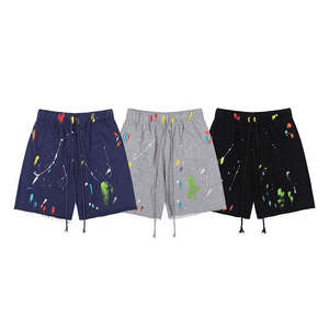 Triveers Men's Casual Drawstring Shorts Hand-Painted <b>Abstract</b> Pattern Mid Waist Black Sweat Shorts For Men's - Product Image 4