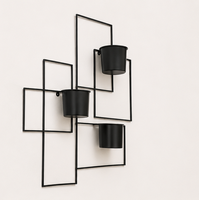 Ensemble de jardinières murales en métal géométrique moderne, revêtement poudré, support mural minimaliste en fer pour plantes d'intérieur