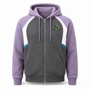 Sweat-shirt à capuche zippé personnalisé pour homme, veste polaire color block, fabricant de vêtements OEM ODM - Product Image 6
