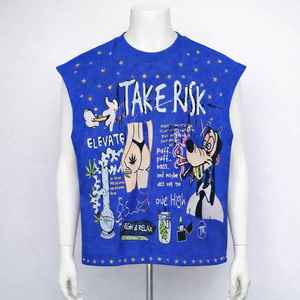 เสื้อกล้ามคอกลมสีดำสำหรับผู้ชาย พิมพ์ลายการ์ตูน สไตล์สตรีท ผ้าถักลายปักโลโก้ด้านหน้า - Product Image 6