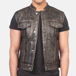 Chaleco de Cuero sin Mangas para Hombre 2026, Estilo Motociclista, Acabado Lavado, Chaqueta para Todas las Estaciones, Diseño Personalizado Premium con Pedrería - Product Image 2