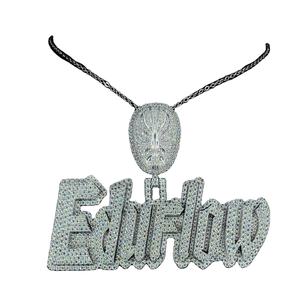 Colgante de mossanita Hiphop VVS, letra personalizada, 925, fianza de calavera de plata, colgante de moissanita personalizado - Product Image 1