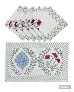 Sets de 6 dessous-de-plat en coton lavables et écologiques, imprimés à la main en Inde, pour la maison – Fournisseur pour commandes en gros - Product Image 1