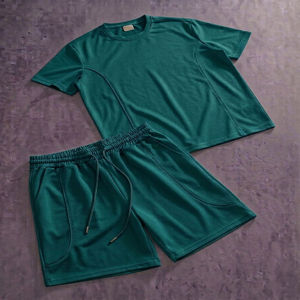 Conjunto Casual de Verano de Dos Piezas para Hombre, Camiseta de Cuello Redondo y Pantalones Cortos con Estampado Floral, Tejido de Secado Rápido, 100% Algodón - Product Image 4
