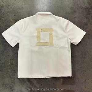 Men's Silk Screen Printed Eco-Friendly PU Leather Customized Long Short Sleeve T-Shirt Zipper Embroidery Applique Streetwear <b>Hip</b> - Product Image 2