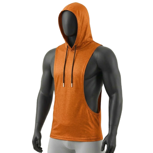 HYPEN SPORTS Unisex 100% Cotton Anti-Pilling <b>Vintage</b> Knitted Hooded <b>Tank</b> <b>Top</b> Custom Vest Fitness Wear Breathable Front Logo - Product Image 5