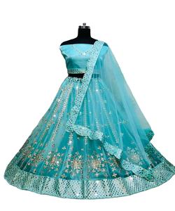 Nouveau Lehenga Choli Dupatta en tissu taffetas brodé attrayant et lavable pour les fêtes, vêtements indiens pour femmes, semi-cousu, vente en gros, Surat - Product Image 1