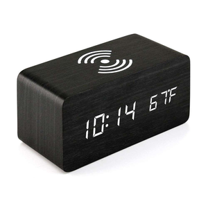 High Quality LED Wooden Electronic Alarm <b>Clock</b> Mute Wireless Charging <b>Digital</b> Bedside <b>Clock</b> Smart Table <b>Clocks</b> - Product Image 2