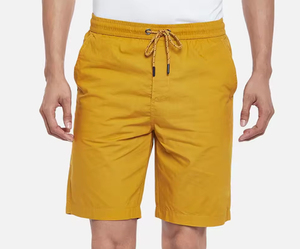 Shorts Bermuda Homme Jaune Uni à Cordon de Serrage Séchage Rapide Style Décontracté Taille Mi-Haute en Tissu Polyester Tissé - Product Image 4