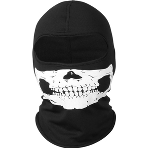 Pasamontañas Negro con Estampado de Calavera Blanca, Unisex, para Exteriores, Talla Adulto 56-58CM, Impresión por Transferencia de Calor - Product Image 1