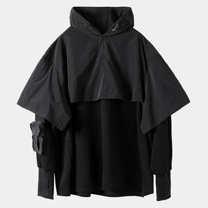 เสื้อฮู้ดเทคแวร์ผู้ชาย สไตล์ไซเบอร์พังก์ สตรีทแวร์ แนวอเมริกัน ทหารยุทธวิธี สีดำ ทรงโอเวอร์ไซส์ ฟังก์ชั่นแนล นินจา พูลโอเวอร์ เสื้อแจ็คเก็ตอเนกประสงค์ - Product Image 1