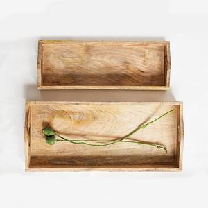 Juego de 2 bandejas de madera de mango de gran venta con asas para servir café, decoración, uso en hoteles y almacenamiento - Product Image 4
