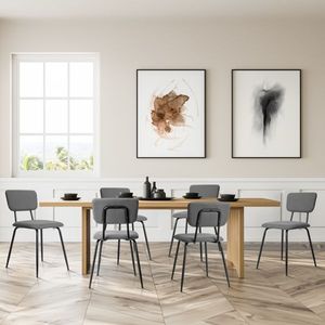 Set Moderno di 6 Sedie Imbottite Grigie per Cucina, Bar, Ufficio o Soggiorno, Mobili da Sala da Pranzo in Ferro - Product Image 6