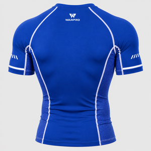 Warpro Men's Blue <b>Compression</b> Rash Guard Short Sleeve Quick Dry Athletic <b>Shirt</b> for MMA BJJ Workout Adults - Product Image 4
