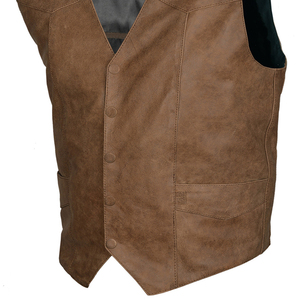 Gilet en cuir pour homme à boutons, style motard, sans manches, en cuir véritable, personnalisable, vente en gros OEM - Product Image 4