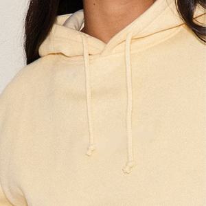 Otoño Invierno mujer Sudadera con capucha suave polar pulóver suelta ajuste amarillo claro sudadera Casual manga larga moda OEM ODM ropa - Product Image 3