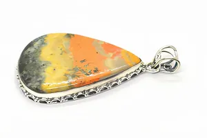 Colgante de Plata de Ley Tranquil Harmony con Gema de Jaspe Abeja en Engaste Solitario, Estilo Vintage, Unisex, para Uso Diario - Product Image 6