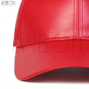 Casquettes de sport ajustables classiques en cuir PU rouge élégantes, résistantes à l'eau et durables, vente en gros 2026 - Product Image 6