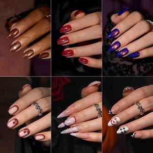 BTARTBOX Faux Ongles d'Halloween en Gros XS Carrés Gothiques en Gel Souple Goutte de Sang Rouge Design 3D Ongles à Presser en Gel en Vrac - Product Image 3