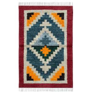 Polyvalent 2x3 Pieds Coton Dhurrie Tapis Ensemble Moderne Réversible Résistant Aux Taches pour Usage Commercial - Product Image 3