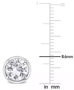 Orecchini a bottone in zaffiro bianco coltivati in laboratorio (3-1/4 ct. T. w.) in argento Sterling | Macacy's - Product Image 3
