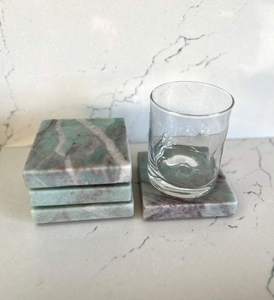 Luxury Quartzite Square Coaster <b>Set</b> With Natural Stone Finish For Home Decor <b>Coffee</b> <b>Table</b> Protection Tea <b>Coffee</b> Use - Product Image 3
