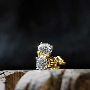 Boucles d'oreilles en diamant rond de 0,5 ct certifié E-F/VS1-VS2, cultivé en laboratoire, en or jaune 14k/18k, avec fermoir à vis, certifiées pour mariage - Product Image 3