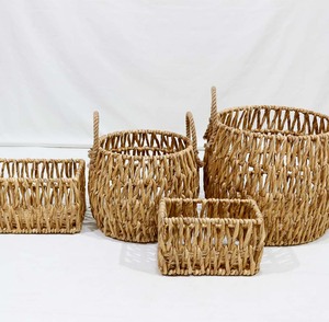 Panier de rangement en jacinthe d'eau, formes variées, avec poignées, pour la décoration intérieure - Vente chaude - Product Image 6