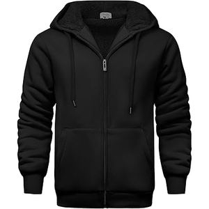 V VALANCH Sweat-shirts à capuche zippés pour hommes, doublés en sherpa, épais et chauds, en polaire, pour l'hiver - Product Image 1