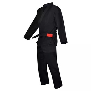 Uniforme de Karate Negro para Adultos Unisex, 100% Algodón, Duradero, Corte Regular, Ropa de Artes Marciales con Parche de Logotipo Rojo - Product Image 4