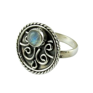 Anillo de plata de primera ley con piedra lunar para mujer, sortija, plata esterlina 925, Circonia cúbica, zirconia, circonita, zirconita, circón, Arco Iris, Colección moderna - Product Image 1