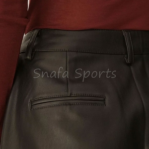 Nouveaux shorts en cuir pour femmes avec logo imprimé sur mesure, fermeture à cordon personnalisée, shorts en cuir pour femmes en vente - Product Image 6